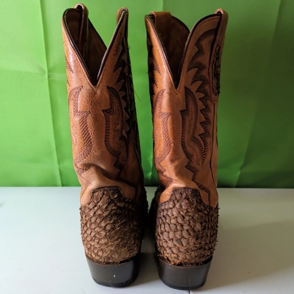 Dan Post Cowboy Boots Western Leather dorsal sea bass Men Size 8 D Style 283 - Picture 4 of 8